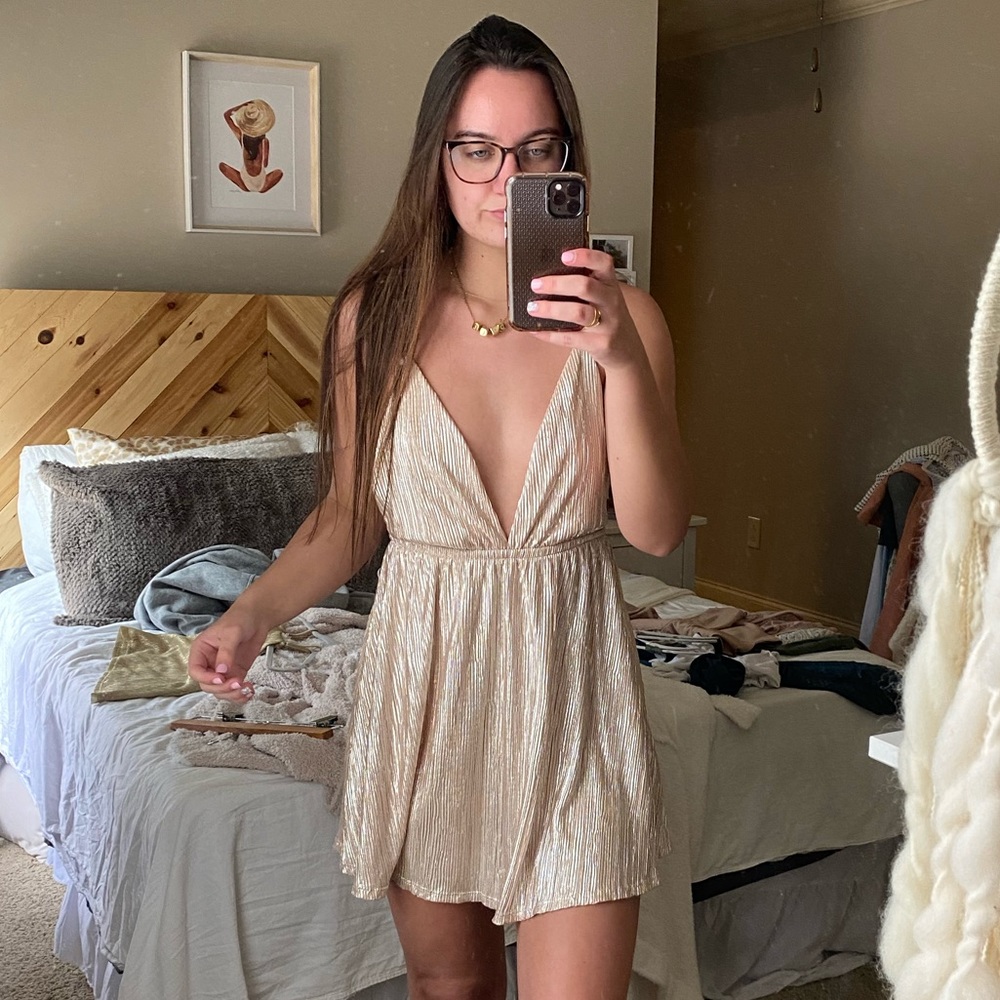 Gorgeous gold romper from Lucy in the Sky